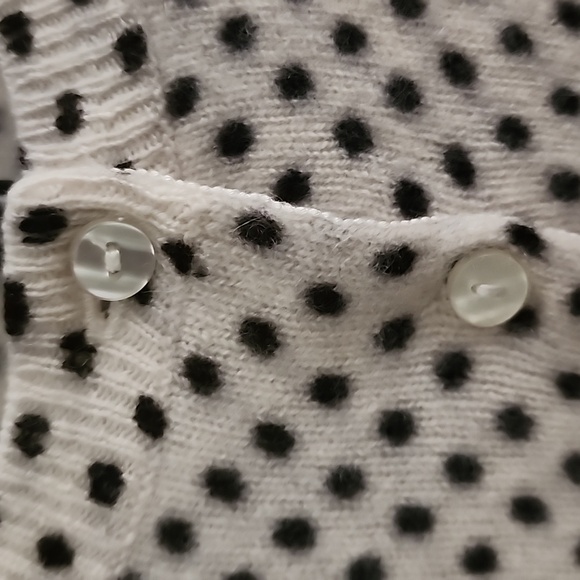 Saks Fifth Avenue Black Label 100% Cashmere Polka Dot Cardigan Sweater - Picture 11 of 15